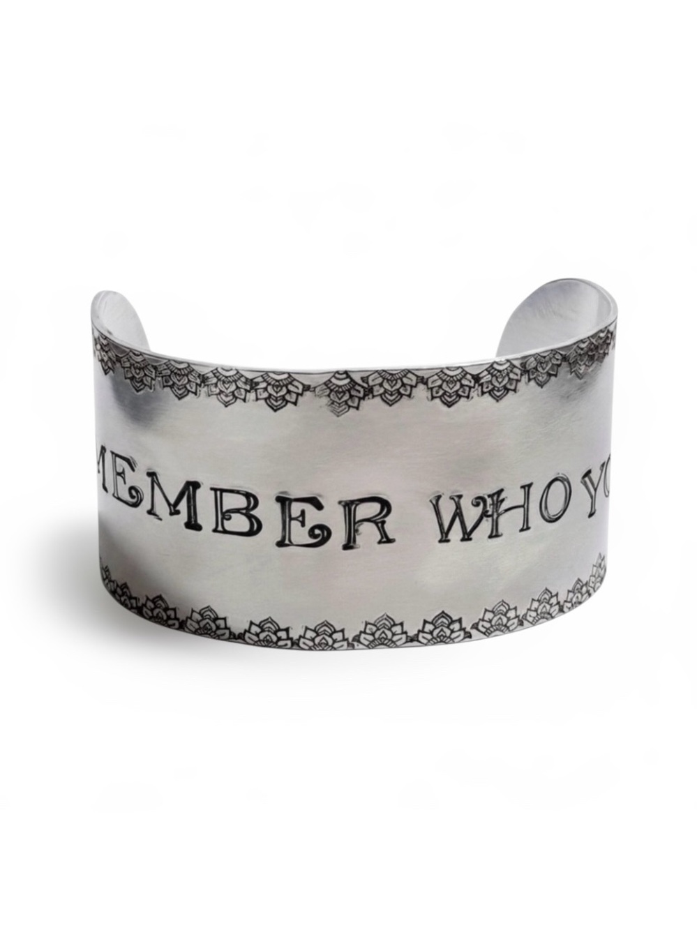Handmade stamped motivational adjustable Silver Wide Cuff Bracelet‎